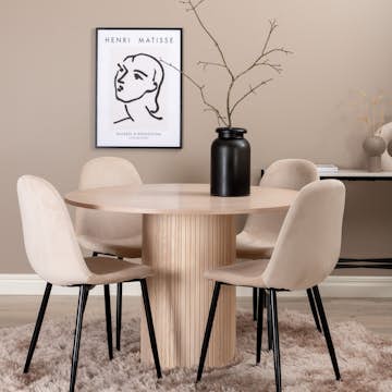 Matgrupp Venture Home Bianca Rund Benvit med 4 Pobbie Stolar