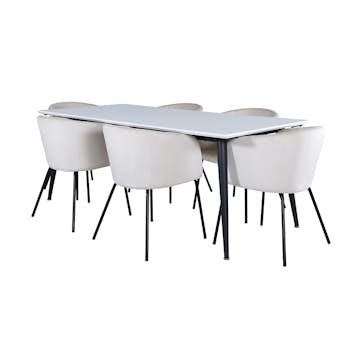 Matgrupp Venture Home Jolie med 6 Bergen Stolar Sammet