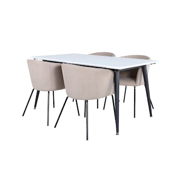 Matgrupp Venture Home Jolie med 4 Bergen Stolar Polyesterlinen