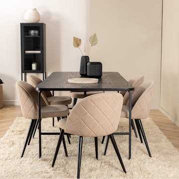 Matgrupp Venture Home Chicago matbord och Valentina Stitcthes matstol Svart