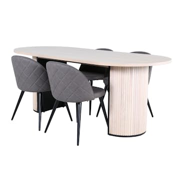 Matgrupp Venture Home med Bianca Matbord och 4 Valentina Stitcthes Matstolar