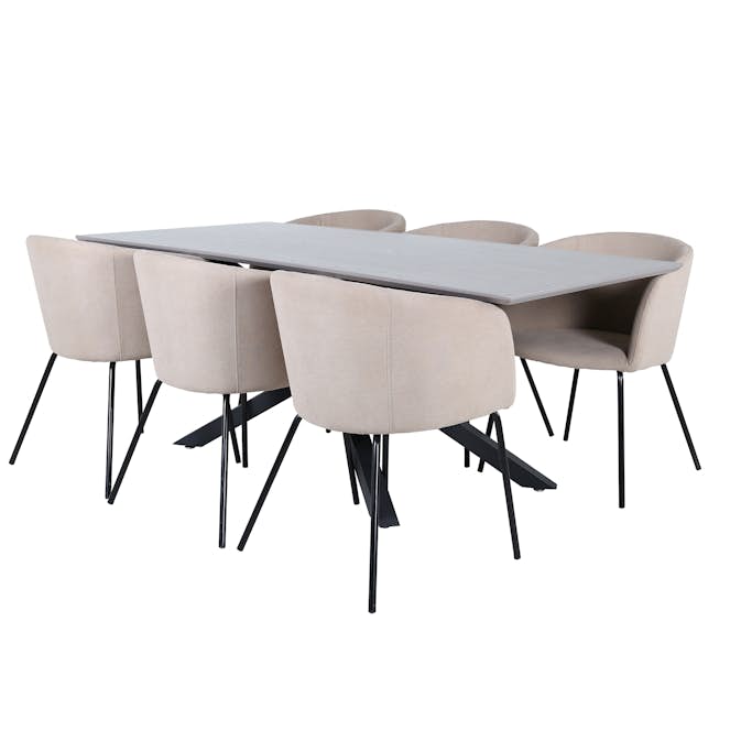 Matgrupp Venture Home med Piata Matbord och 6 Bergen Matstolar