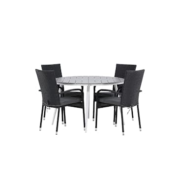 Matgrupp Venture Home Break Ø120 cm med 4 Anna Stolar