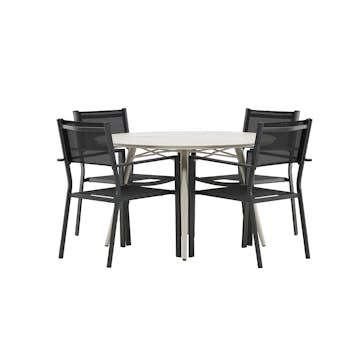 Matgrupp Venture Home Lina Ø120 cm med 4 Copacabana Stolar