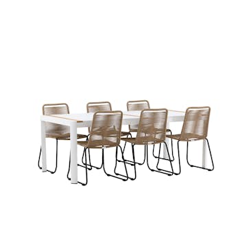 Matgrupp Utomhus Venture Home Togo 200x100 cm med 6 Lindos Trädgårdsstolar