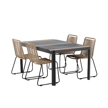 Matgrupp Utomhus Venture Home Togo 150x100 cm med 4 Lindos Trädgårdsstolar