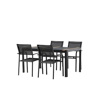 Matgrupp Utomhus Venture Home Togo med 4 Santorini Trädgårdsstolar