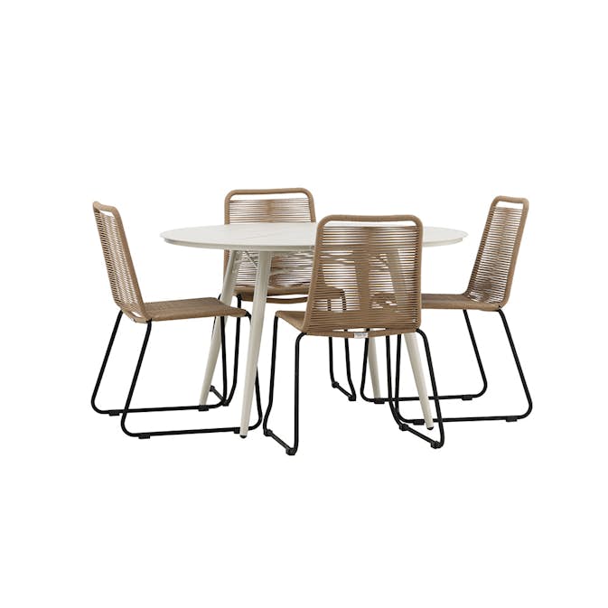 Matgrupp Utomhus Venture Home Lina med 4 Black Trädgårdsstolar