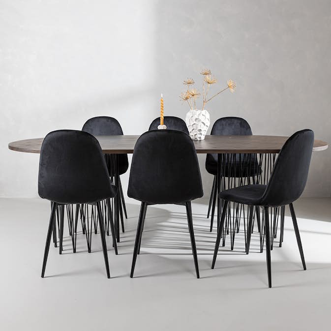 Matgrupp Venture Home Stone med 6 Polar Stolar Sammet