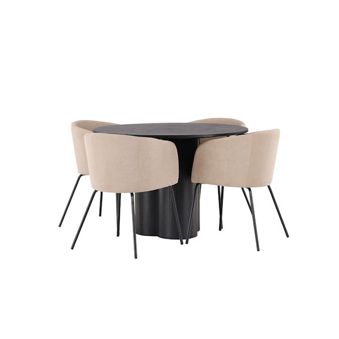 Matgrupp Venture Home Olivia Ø 110 cm med 4 Berit Stolar
