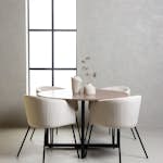 Matgrupp Venture Home Durango Runt Matbord Ø120 cm & 4 Berit Stolar i Beige Sammet