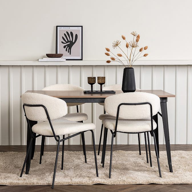 Matgrupp Venture Home Tempe Matbord 140 cm & 4 Chico Stolar i Boucle