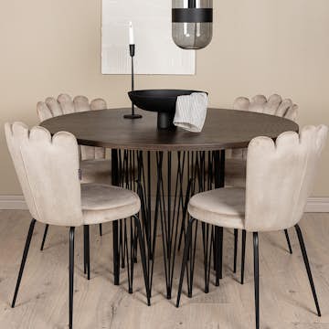 Matgrupp furniture/fashion Stone Ø120 cm med 4 Limhamn Light Stolar