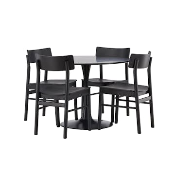 Matgrupp Venture Home Glade Ø100 cm med 4st Montros Matstolar