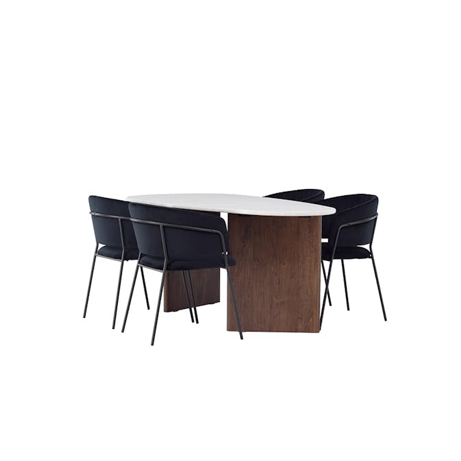 Matgrupp Venture Home Grönvik med 4 Selma Stolar