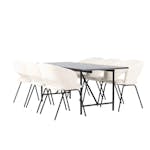 Matgrupp Venture Home Astrid Fyrkantigt Matbord 200cm & 6 Day Stolar i Linne