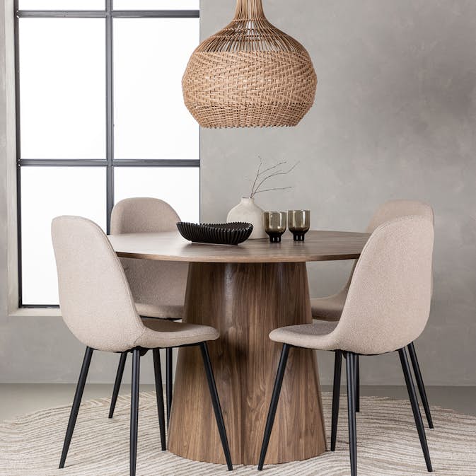 Matgrupp Venture Home Lanzo Runt Matbord Ø120 cm & 4 Polar Stolar i Boucle