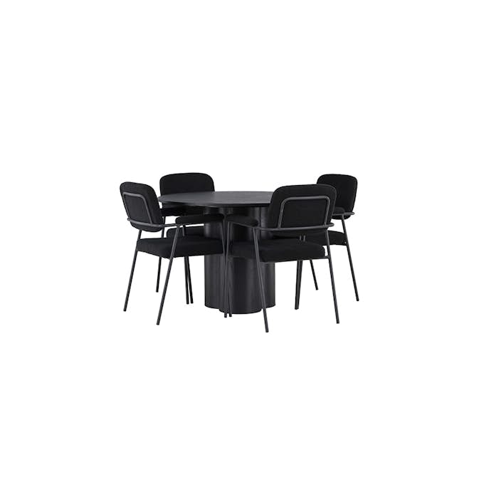 Matgrupp Venture Home Olivia Ø110 cm med 4 st Yesterday stolar