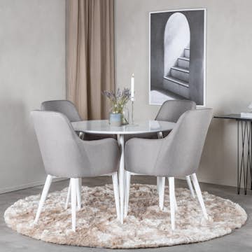 Matgrupp Venture Home Plaza Runt Matbord Ø100 cm & 4 Comfort Stolar