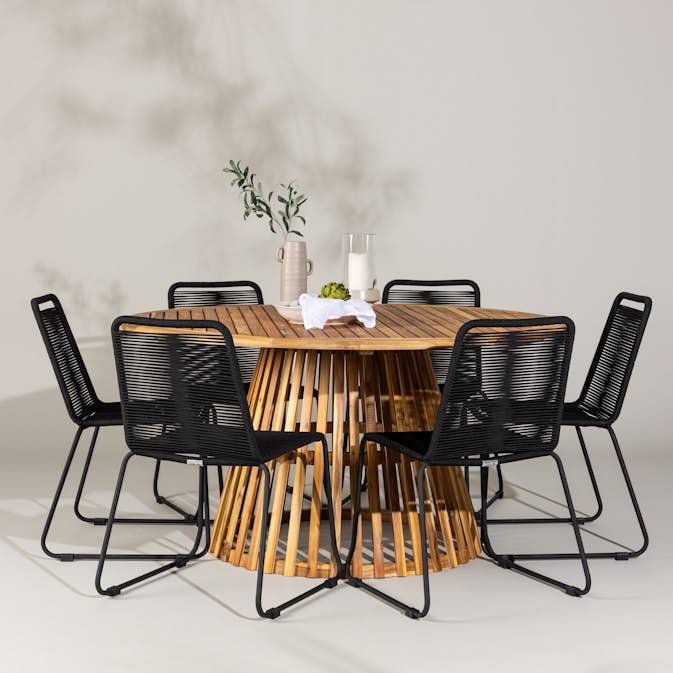 Trädgårdsgrupp Venture Home Tucumán med 6 Lindos Trädgårdsstolar