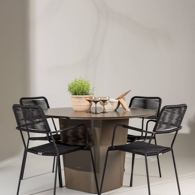 Trädgårdsgrupp Venture Home Santa Fe med 4 Lindos Trädgårdsstolar