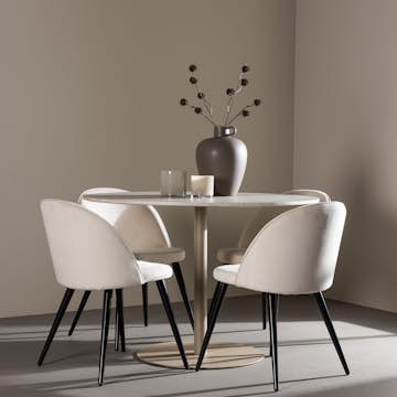 Matgrupp Venture Home Lycke Ø110 med 4 st Velvet Stolar