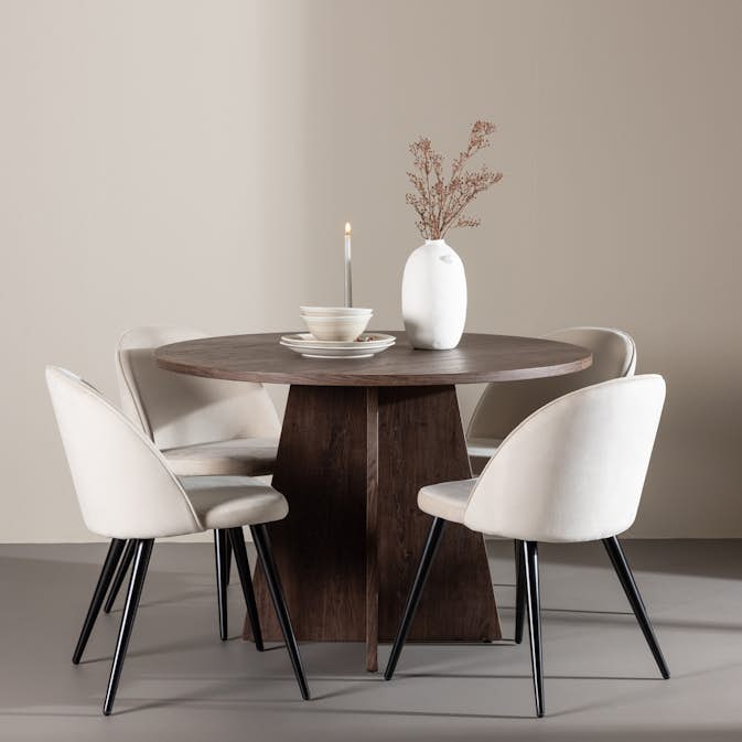 Matgrupp Venture Home Bootcut Ø110 med 4 st Velvet Stolar