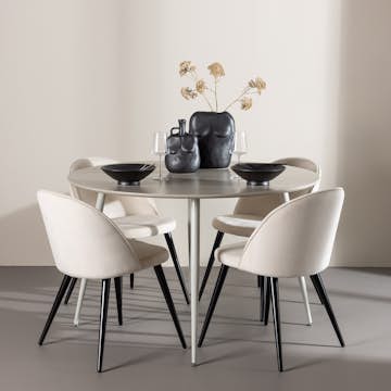 Matgrupp Venture Home Plaza Ø120 med 4 st Velvet Stolar