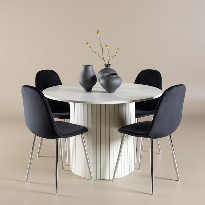 Matgrupp Venture Home Härön Ø110 med 4 st Polar Stolar Sammet