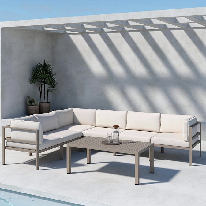 Loungegrupp Venture Home Copacabana Soffbord 45x120x70 med 3+3 Soffmoduler