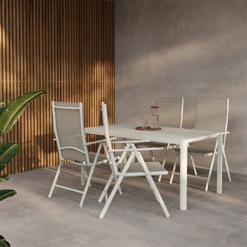 Trädgårdsmatgrupp Venture Home Giardini Matbord Beige med 4 st Break Trädgårdsstolar