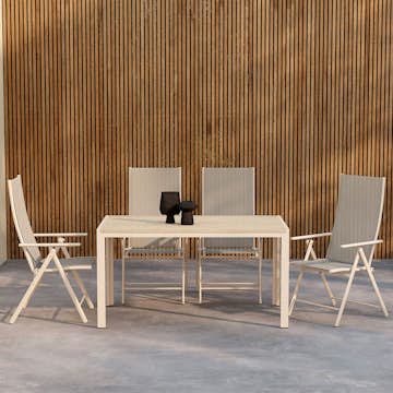 Trädgårdsmatgrupp Venture Home Mirko Matbord Beige med 4 st Levanzo Trädgårdsstol Beige