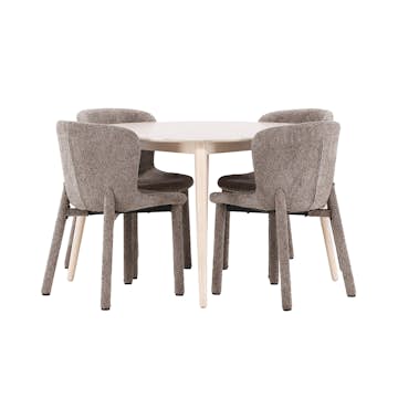 Matgrupp Venture Home Flora Ø120 cm med 4st Astoria Matstolar