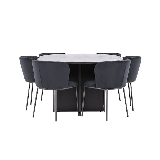 Matgrupp Venture Home Strada Ø120 cm med 6st Edina Matstolar