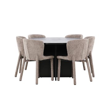 Matgrupp Venture Home Strada Ø120 cm med 6st Astoria Matstolar