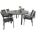 Matgrupp Venture Home Madrid Ø 140 med 6 Pincy Stolar