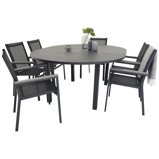 Matgrupp Venture Home Madrid Ø 140 med 6 Pincy Stolar