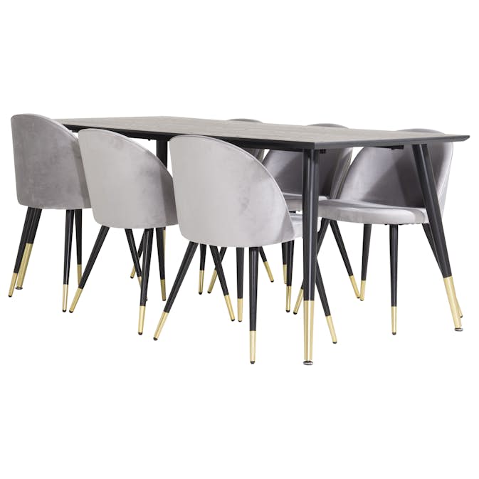 Matgrupp Venture Home Dipp med 6 Velvet Stolar