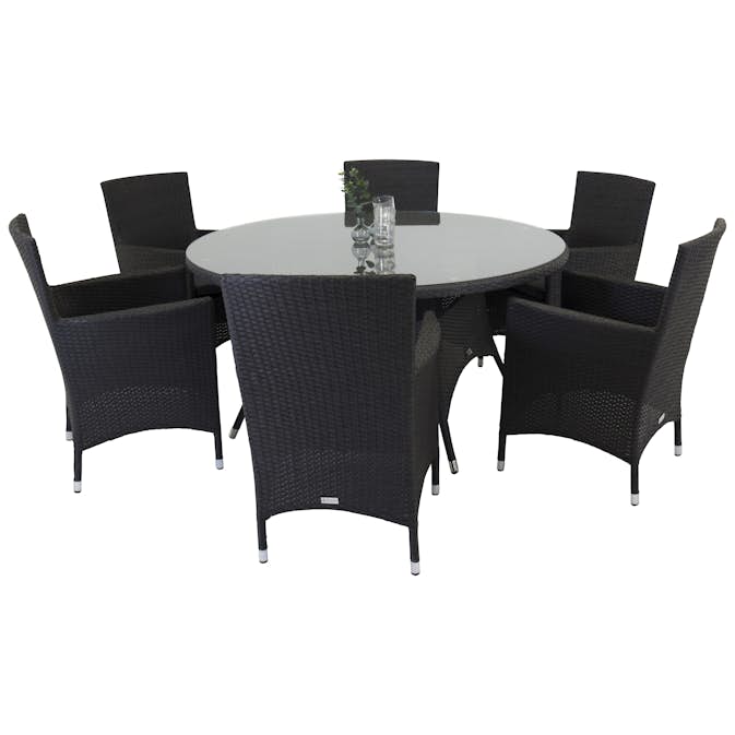 Matgrupp Utomhus Venture Home Virda Ø 150 med 6 Milwa Trädgårdsstolar