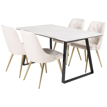 Matgrupp Venture Home Estelle 140 med 4 Vera Stolar Sammet