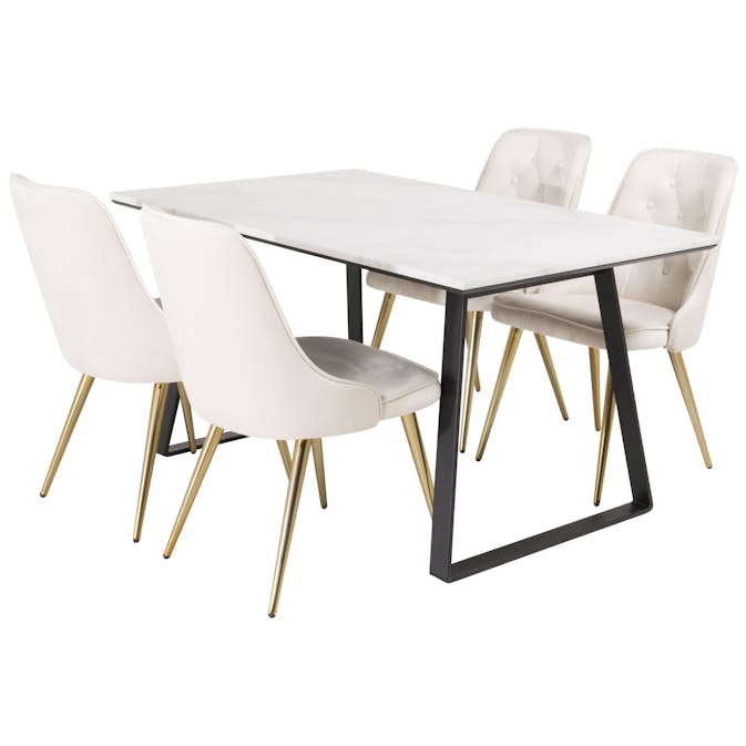 Matgrupp Venture Home Estelle 140 med 4 Vera Stolar Sammet