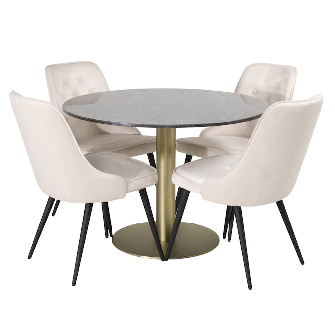 Matgrupp Venture Home Estelle med 4 Vera Stolar Sammet