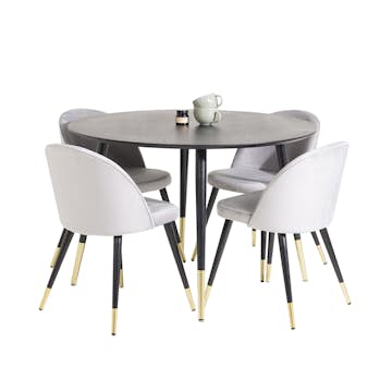 Matgrupp Venture Home Dipp med 4 Velvet stolar Runt