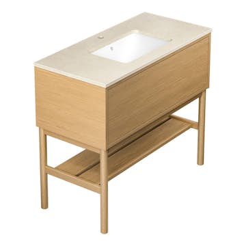 Tvättställskåp Gustavsberg Ducentic 100 cm med Stenbänkskiva, Underlimmat Tvättställ och Benställning