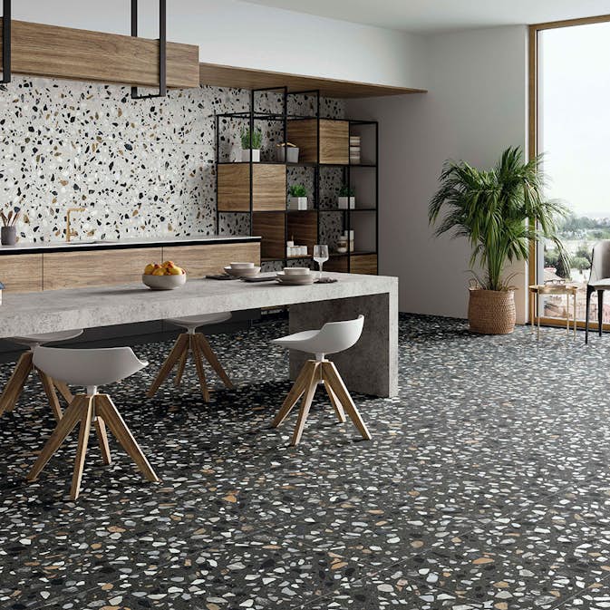Klinker Hill Ceramic Guss Terrazzo Ljusgrå Matt 60x120 cm