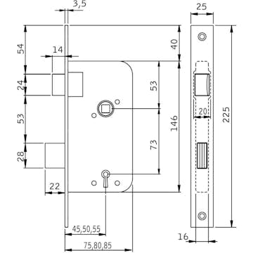 Låshus ASSA 40B7-75