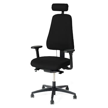 Kontorsstol Lanab Group LD 6340 Svart Stol med Justerbar Sits & Ryggstöd