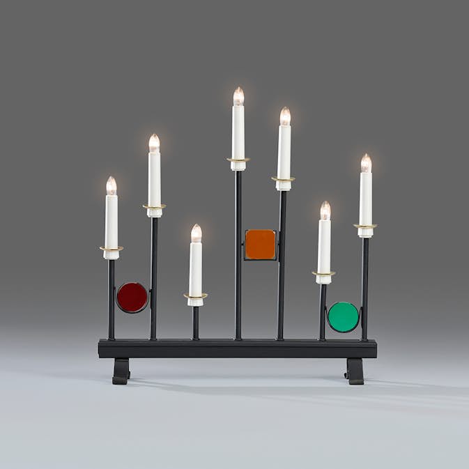 Adventsljusstake Gnosjö Konstsmide 7L med Färgade Dekorationer