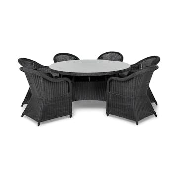 Matgrupp Utomhus Comfort Garden Marcus 140 Rund med 6 Light Utefåtöljer inkl. Dyna