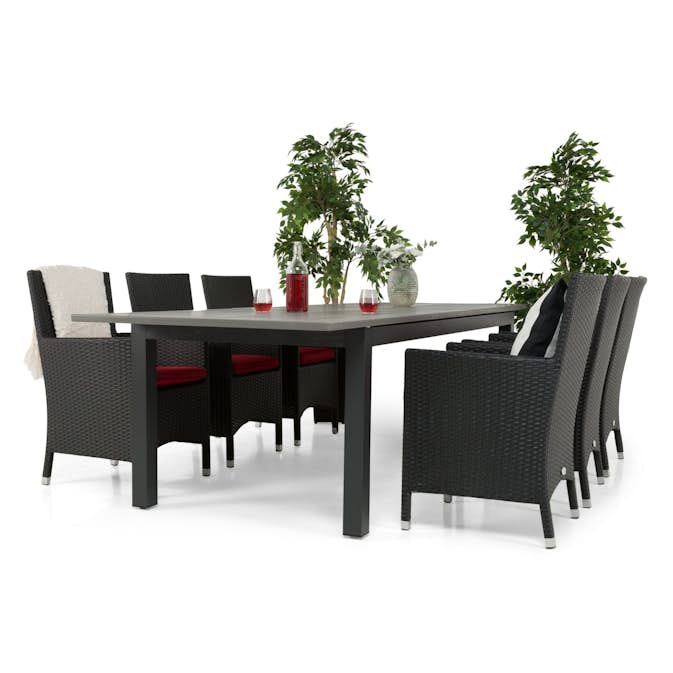 Matgrupp Utomhus Comfort Garden Monaco Bord 220-280 cm med 6 Thor Utefåtöljer